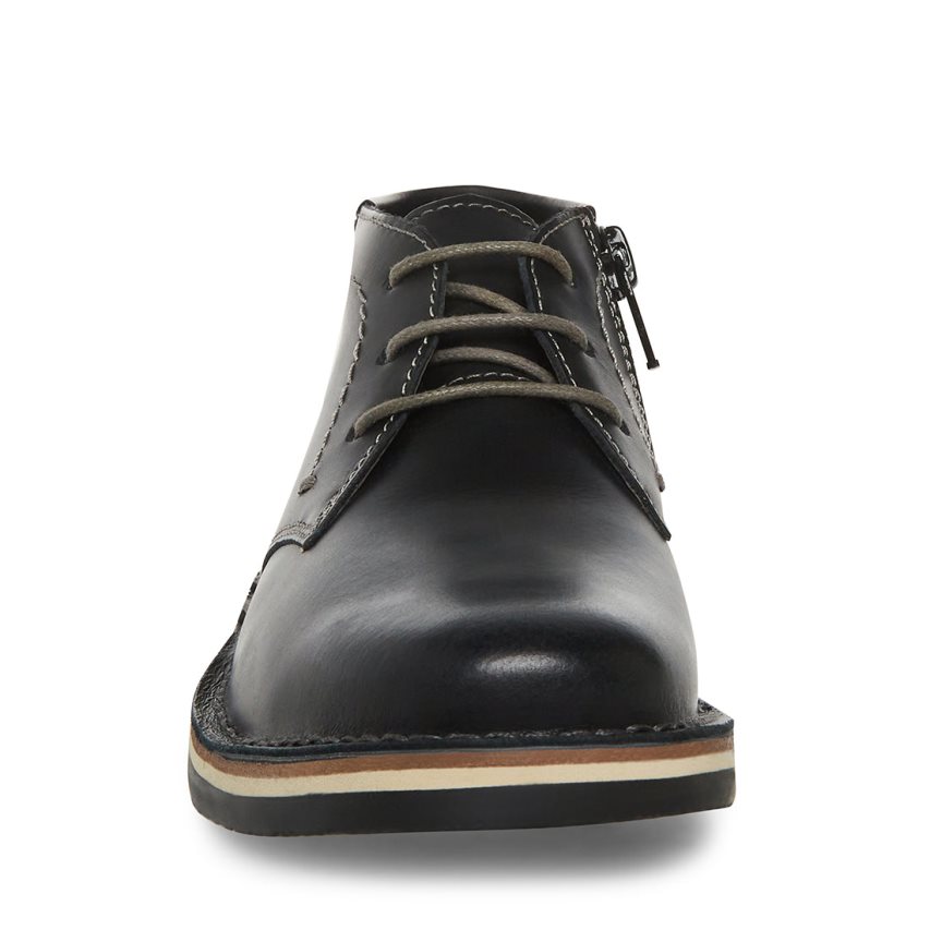 Black Steve Madden Bharkeen Leather Kids' Chukka Boots | PH 9082XYC